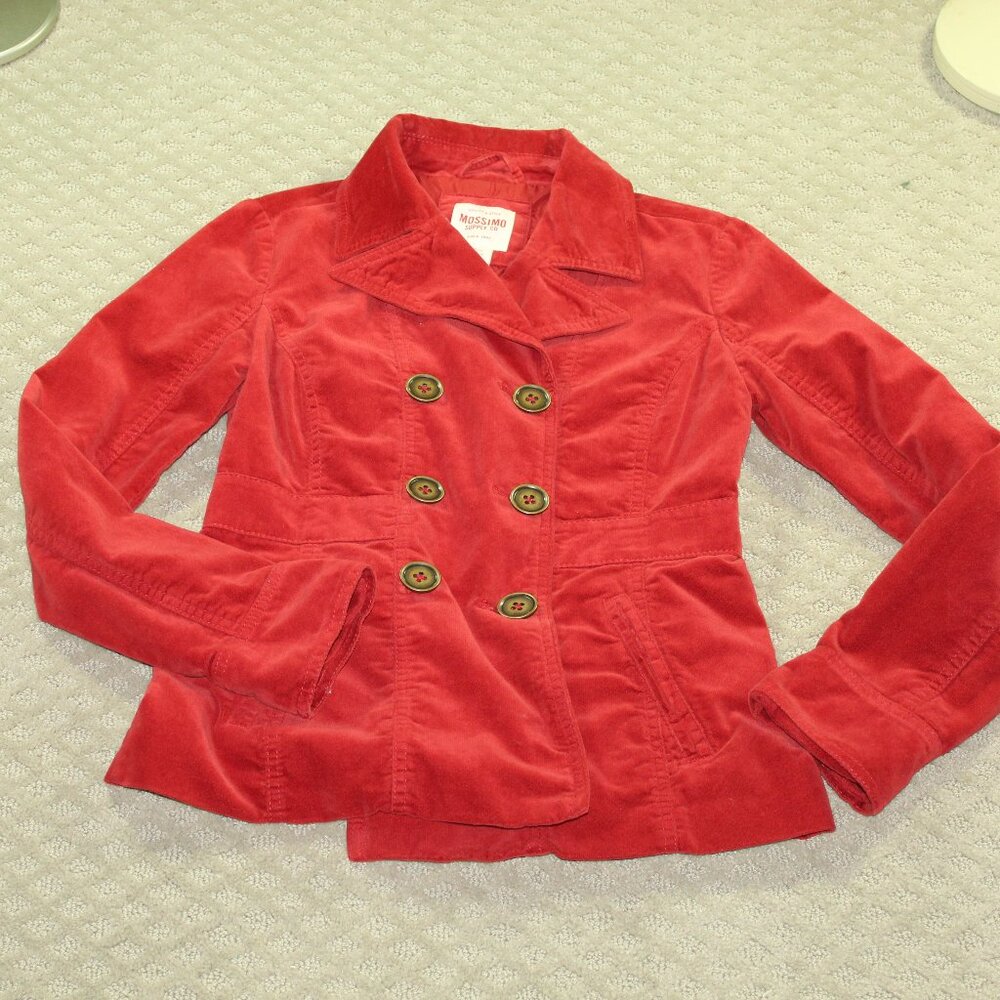 Mossimo Supply Co Women's S Red Velour Peacoat with Large Buttons